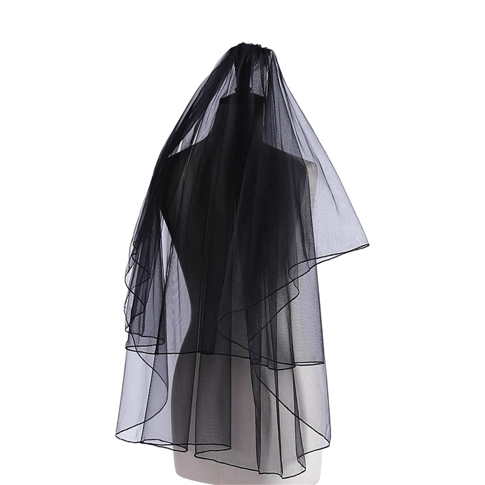 gauze headscarf, Wedding Veils Black Bridal Comb Simple Style Soft Yarn
