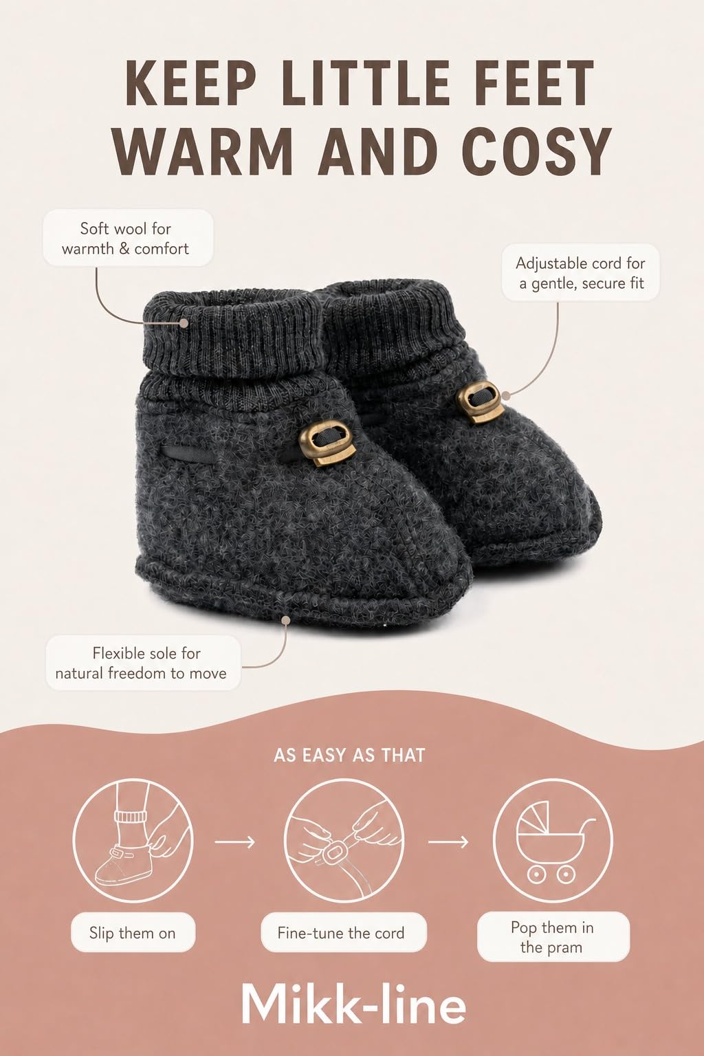Mikk-line Calcetines de bebé de lana - Anthracite Melange