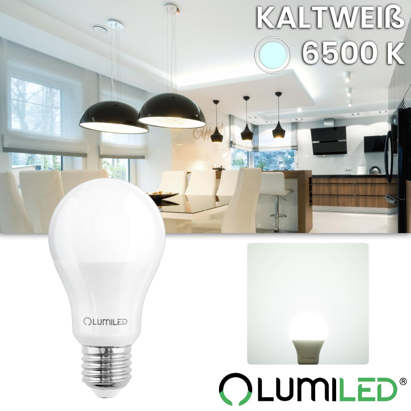 Lumiled Żarówka LED E27 A60 8W Odpowiednik 60W 880 lm Zimna Biel 6500K Kąt 260° 230V Zestaw 6 sztuk