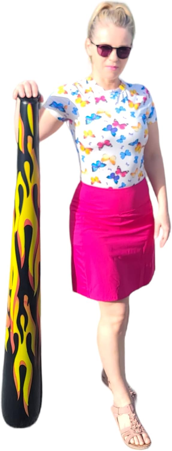 Zugar Land 54" Jumbo Fire Flame Inflatable Baseball Bat (Pack) Giant Vinyl Prop for Sports, Party, and Photo Booth Fun