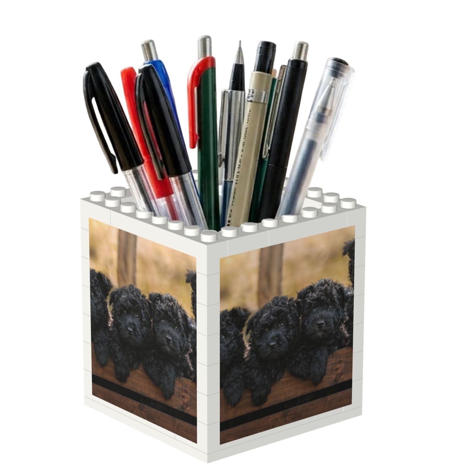 Poadnly Affenpinscher Family Puppies Black Dogs Monkey, Pen Pot Pencil Holder for Office Home School, Compact Desk Organiser for Office Stationery
