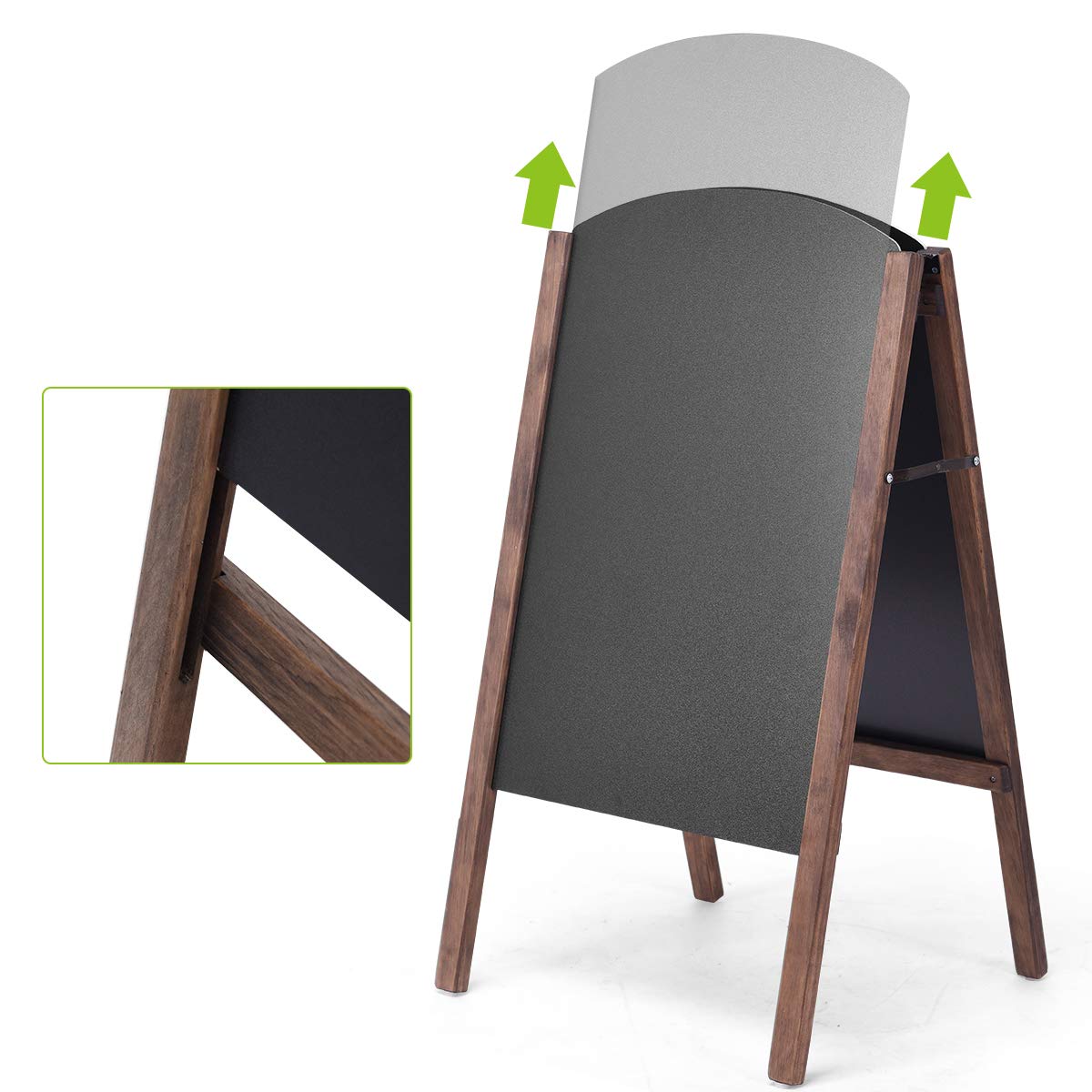 GIANTEX-Pizarra de Doble Cara con Estructura Triangular Plegable con Almohadilla de Goma para Restaurantes, Bares y Hogares (60 x 80 x 101 cm)