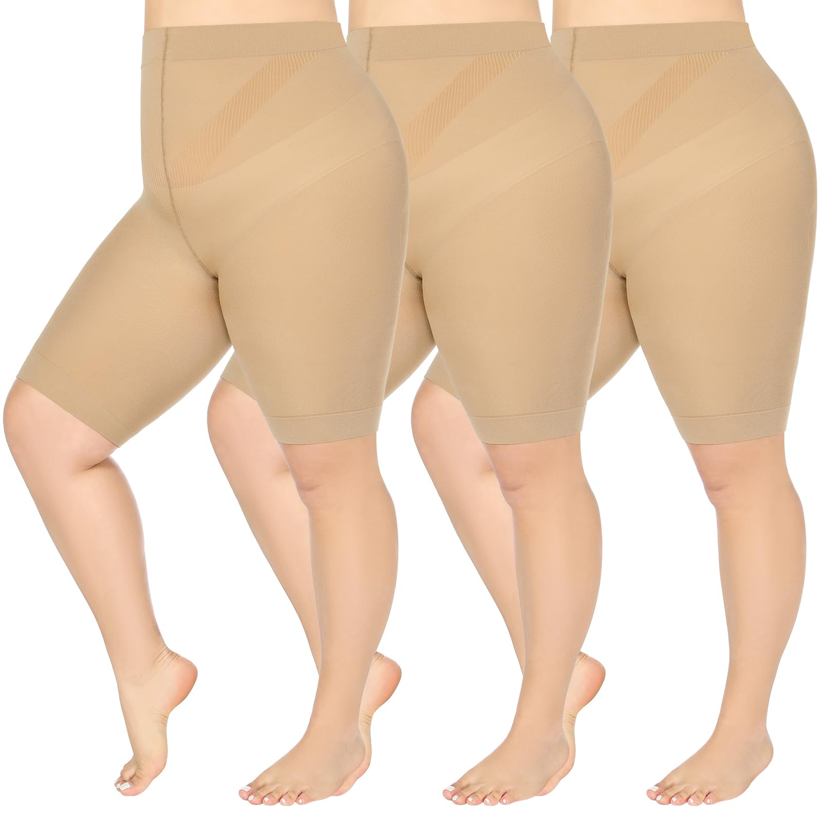 Manzi Women's Suntan Anti Chafing Shorts Long Briefs Underwear Chub Rub Shorts Dress Safety Panties 3Pcs(Suntan)