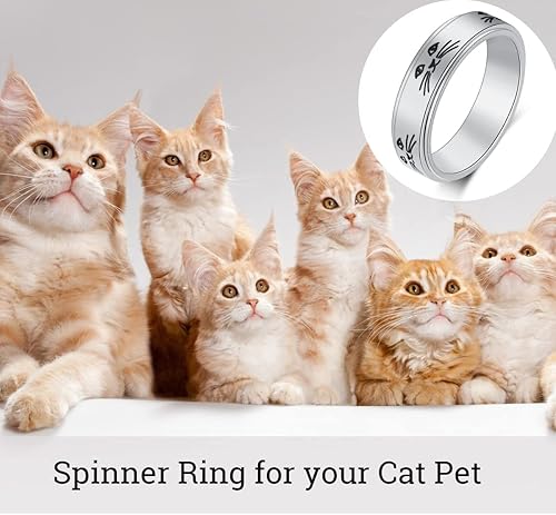 Miniatura 6 de OreilleStar Anillo de ansiedad para mujer, anillo giratorio de titanio de acero inoxidable para hombre, 0.236 pulgadas de ancho con pata de perro,