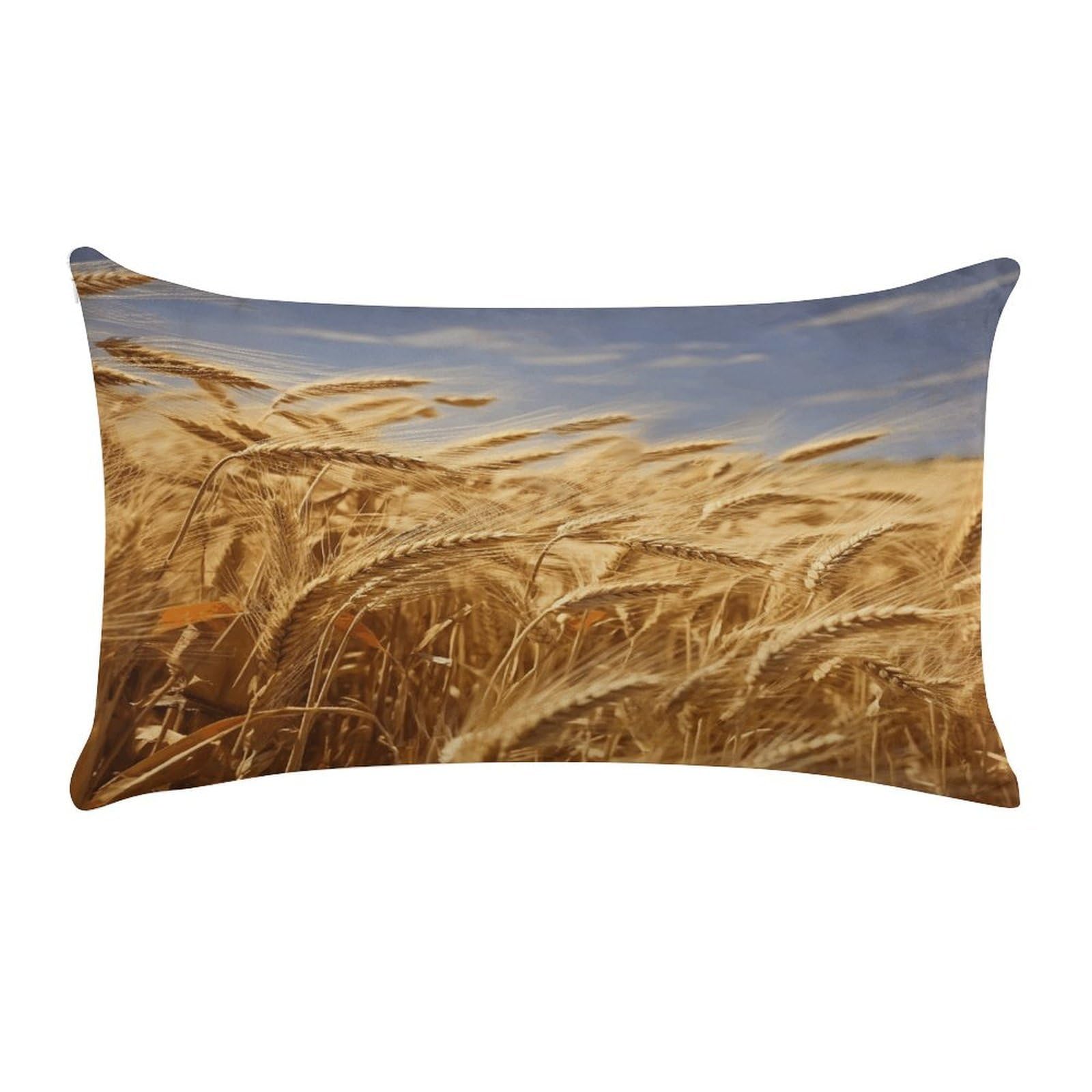 VstaDank Wheat Harvest Throw Pillow Cover Rectangular Lumbar Throw Pillow Case Soft Farmhouse Accent Decorative Cushion Cases Short Plush Pillowcase with Zipper 12 X 20 Inch