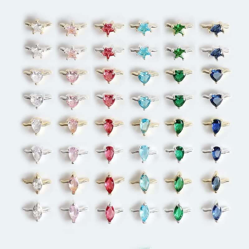 20Pcs/50Pcs Nail Art Random Charms Multi-Colors Gems Crystal Rhinestones Rings Shaped Korean Designer Charms