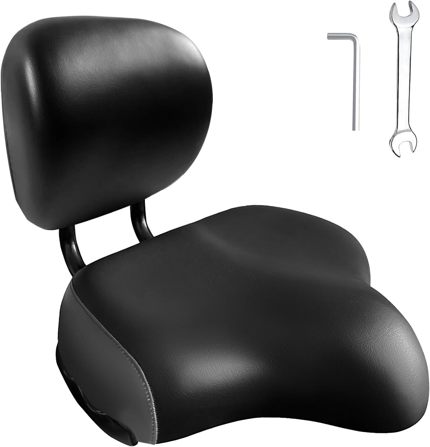 THE WHITE SHOP Oversized Comfortable Ergonomic Bike Seat with Backrest for Men and Women, Adjustable Height for Tricycle, City, Commuter, Electric Bike