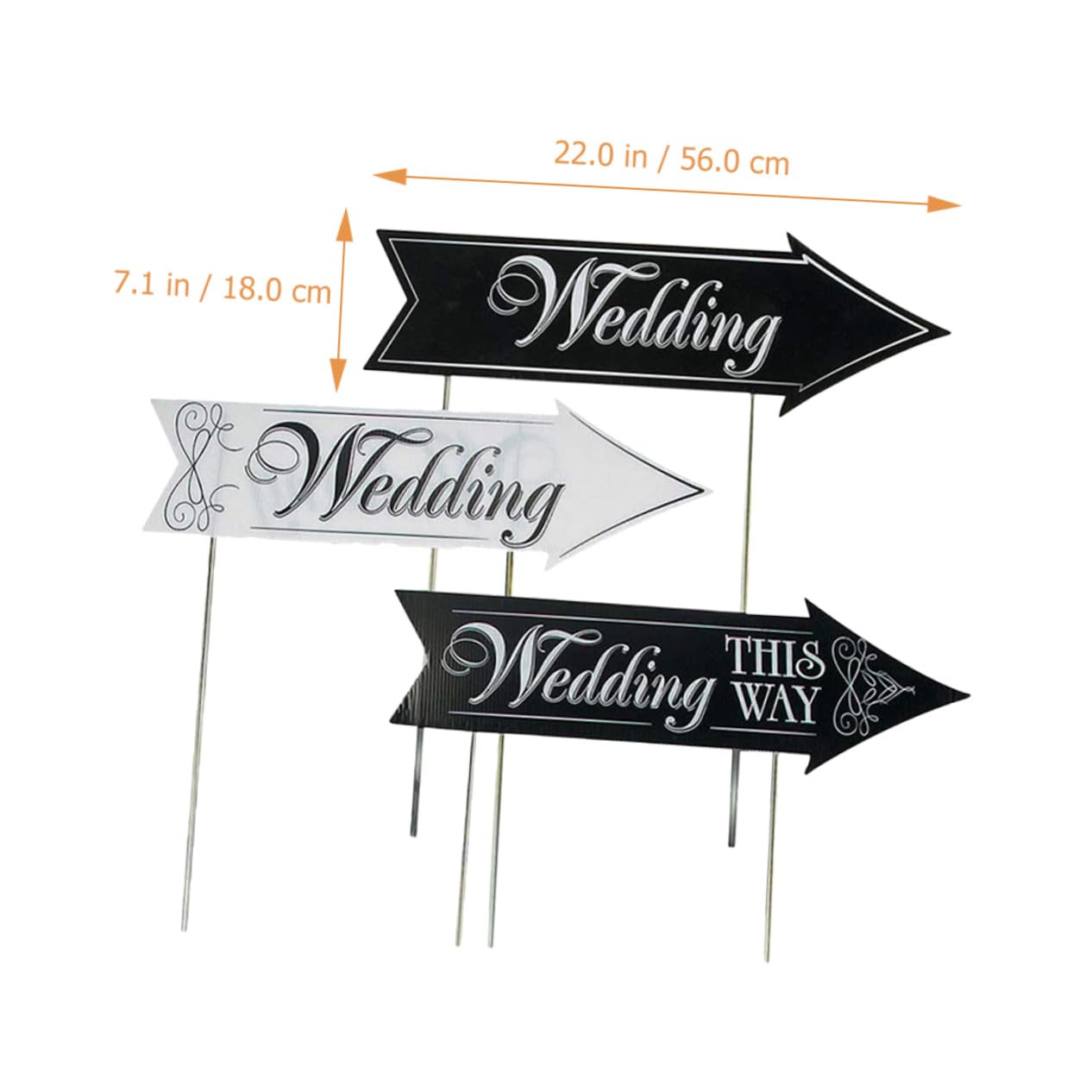 VICASKY 6 Sätze Hochzeit Schilder aus Robustem Material Leichte Gartendeko für Draußen Wegweisung bei Zeremonie und Empfang Romantische Hochzeitsdeko für Garten