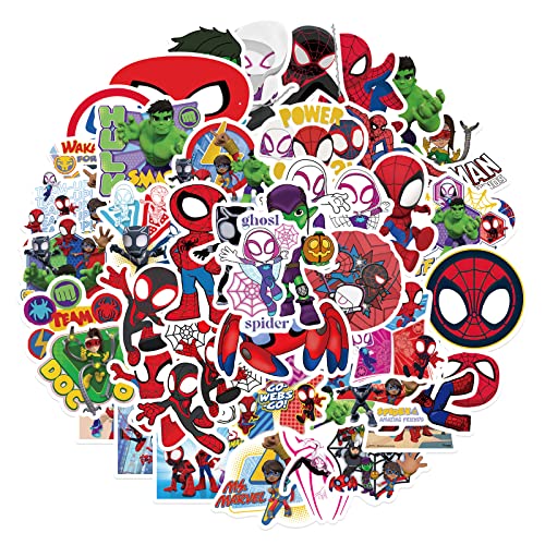 50Pcs Spider-Man and His Amazing Friends Sticker for Kids Cool Superhero Cartoon Waterproof Vinyl Stickers for Adult Teen Girl Student Water Bottle Laptop Phone Computer Guitar Notebook Skateboard