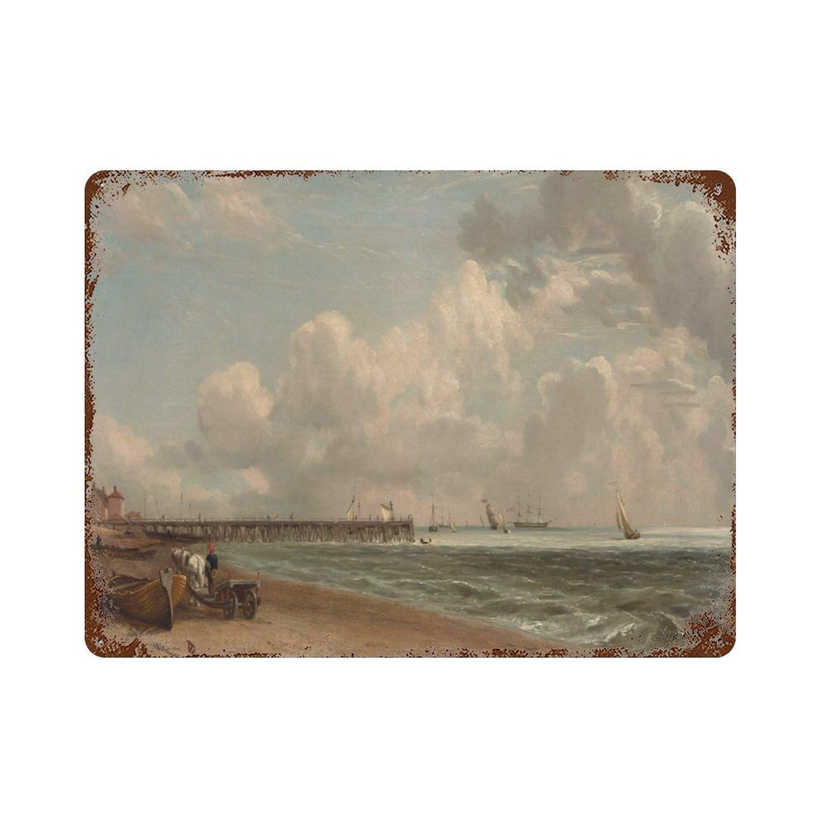 xiaoxiaoshen Bohemian Beach, Unisex Coastal Style, Vintage Seascape Painting Wall Decor Art Metal Tin Poster Modern Home Decor Art Home Bar Shop Decorations Vintage Sign 30x40cm