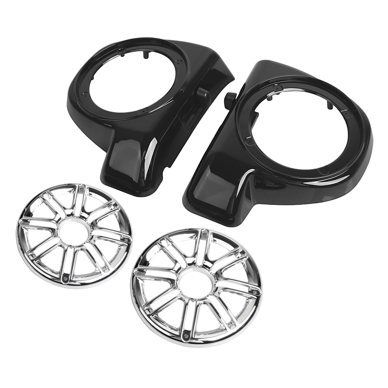 YDLMT Gloss/Vivid Black+Chrome Lower Vented Fairing 6.5