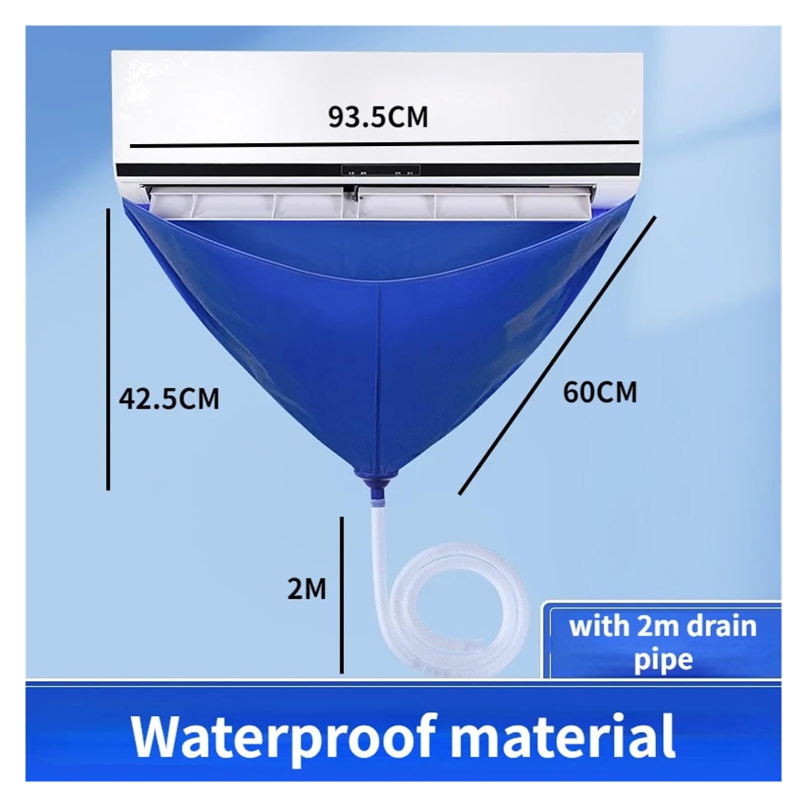Kit de limpieza de CA, bolsa de limpieza de aire acondicionado con tubo de drenaje, cubierta de limpieza de CA, limpiador de aire acondicionado impermeable, herramientas de aire acondicionado