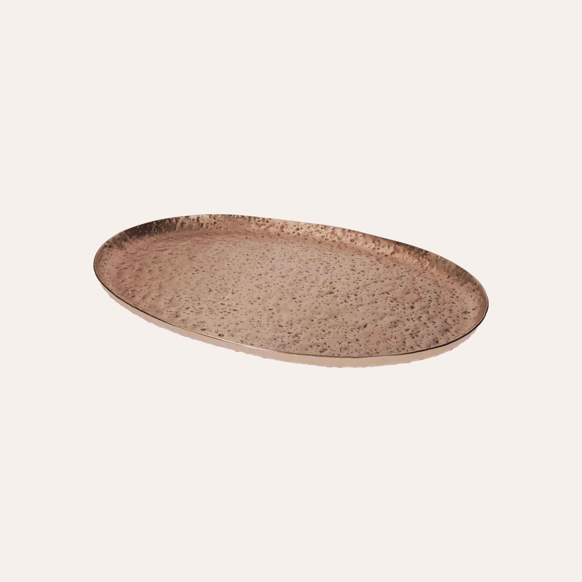 Keyhomestore | Vassoio Ovale in Metallo Rame Bugnato, Centrotavola Elegante