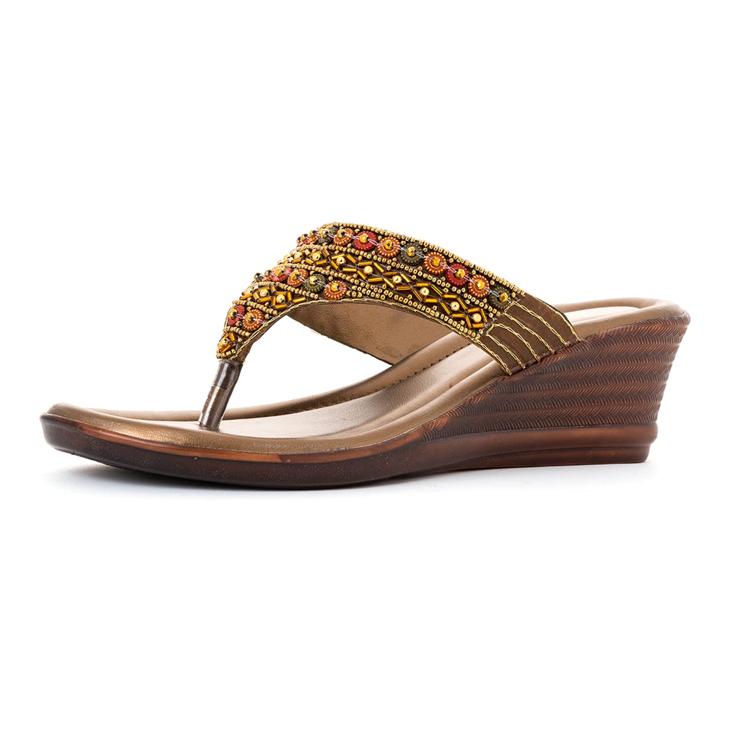 Khadims Brown Wedge Heel Slip On Sandal for Women (6510964) (B0B6CLPQRP) Amazon Price History, Amazon Price Tracker