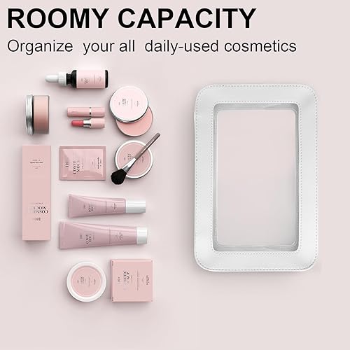 Miniatura 4 de LETGO Bolsas de Maquillaje Transparentes - Bolsas de Aseo Aprobadas por la TSA con Cierre, Bolsa de Aseo Transparente, O-beige, Viajes
