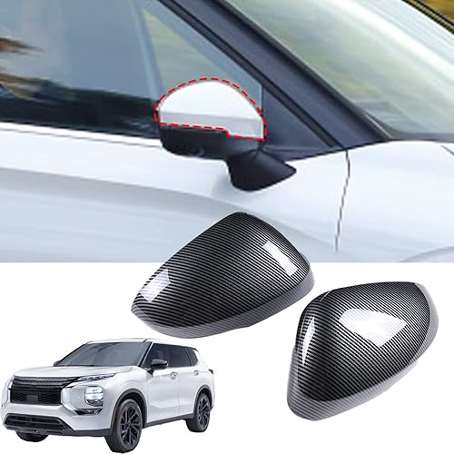 Ajuste para Mitsubishi Outlander 2022+ puerta exterior espejo cubierta protectora decorativo ABS fibra de carbono patrón accesorios