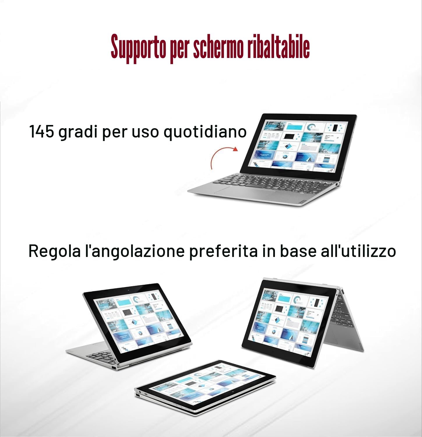 Lenovo IdeaPad D330 2 in 1 Touch Screen Laptop, 10.1" (1280 x 800), Intel Celeron N4000, 4 GB RAM, 64 GB SSD, tastiera giapponese, Windows 11 Pro (ricondizionato)