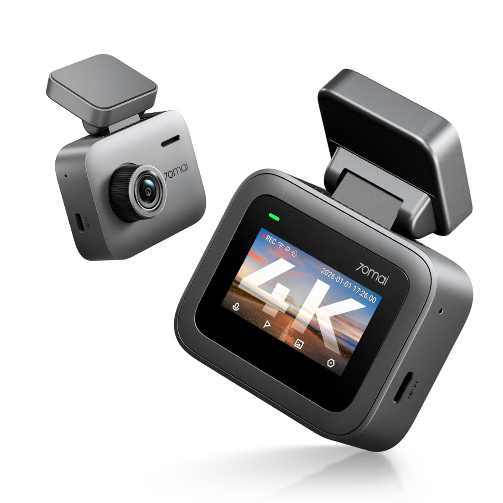 70mai Dashcam Auto Vorne A800 Nano, 4K Dashcam mit Smart HDR, APP & WiFi 6
