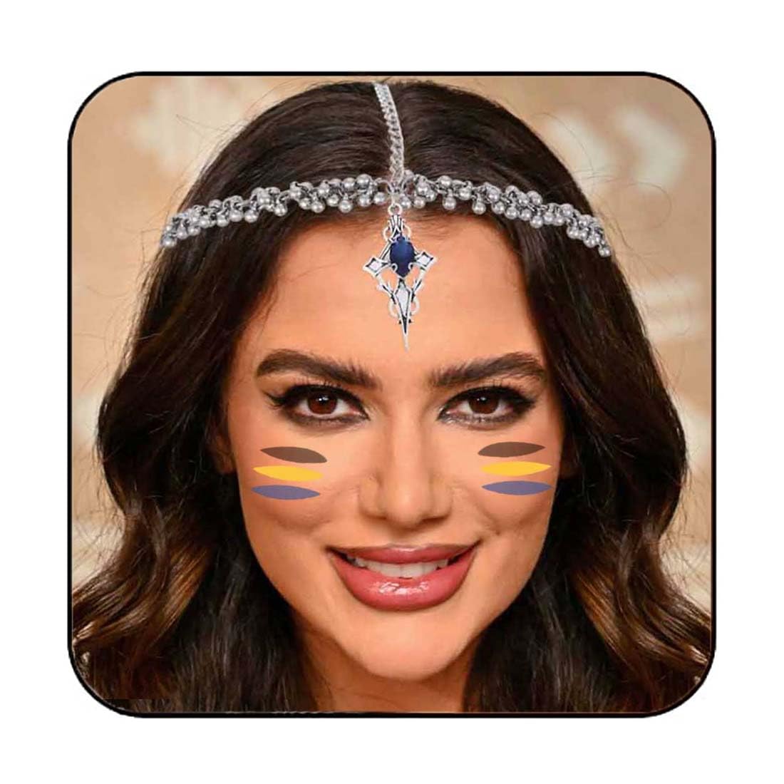 DRESBE Vintage Beads Head Chain Silver Egyptian Head Jewelry Summer Beach Hair Accessories for Women