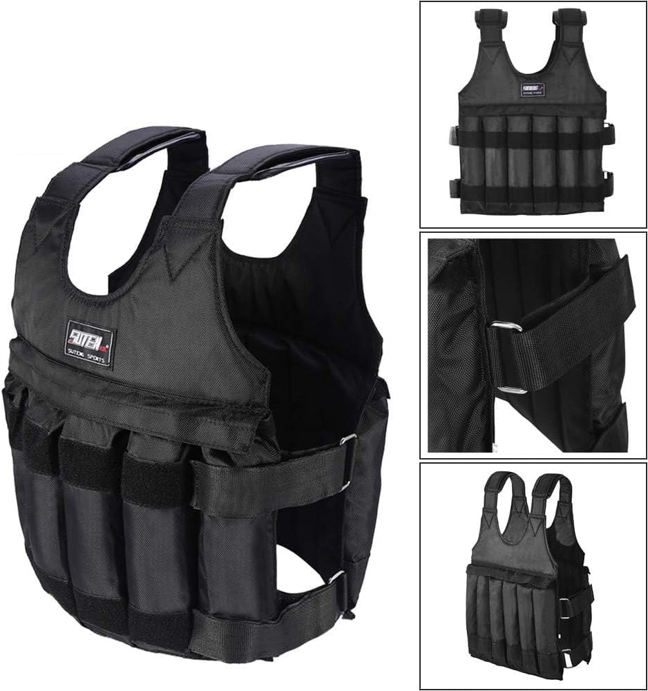 Weighted Vest Men Workout - Adjustable Weight Vests with Shoulder Pad, Weighted Vest Woman for Running Walking Strength Jogging Cardio (Black Vest Without Weight)