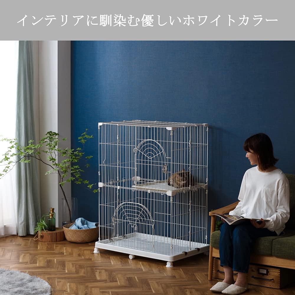 ペット　ケージ　２段　ホワイト Amazon.co.jp: オリジナルペットケージ 2段 ホワイト 猫 2段ホワイト