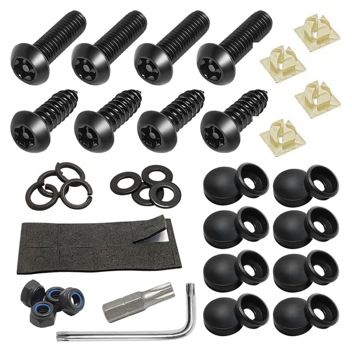 Set di Viti per Targa antifurto, Viti di Sicurezza per Targa, assortimento in Solido Acciaio Inossidabile, Viti antifurto, copribulloni