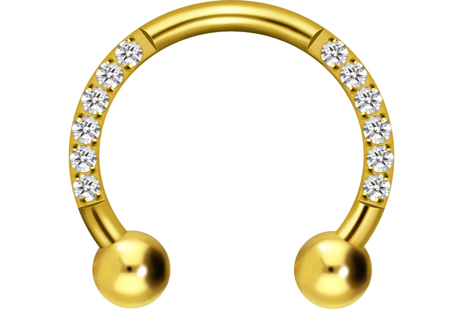 PIERCINGLINEPiercing de titanio en forma de herradura con 10 cristales engastados - Piercing nariz, tabique, hélix o tragus en 4 colores y 2 tamaños