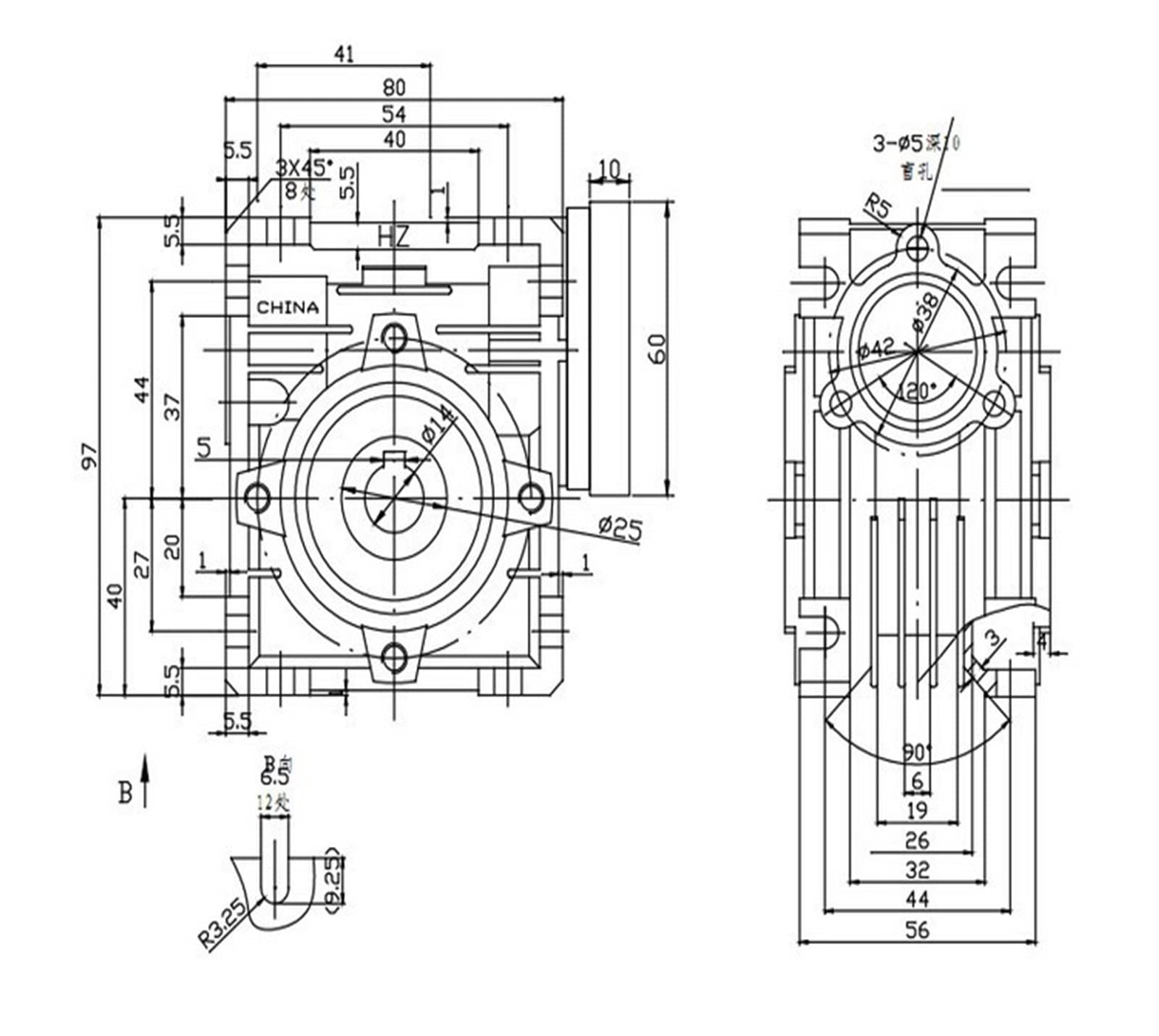 5: 1-80: 1 Riduttore a Vite Senza fine NMRV030 Albero di Ingresso da 11 mm RV030 Riduttore di velocità del Cambio a Vite Senza fine for Motore NEMA 23 (Size : Ratio 15 to 1)
