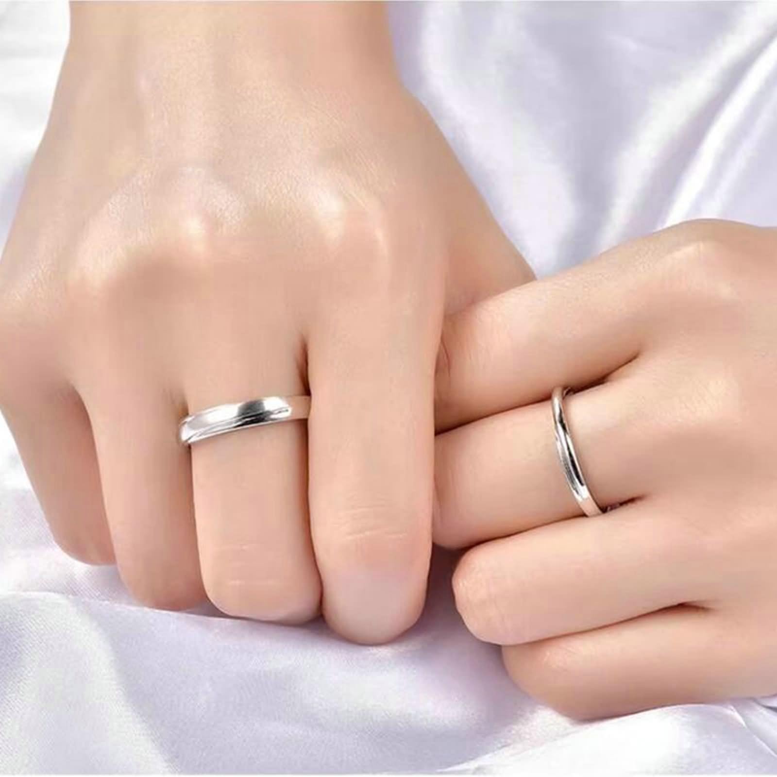 Anillo para mujer, delicado anillo para mujer, patrón de ondas, oro blanco/platino joyas para mujer