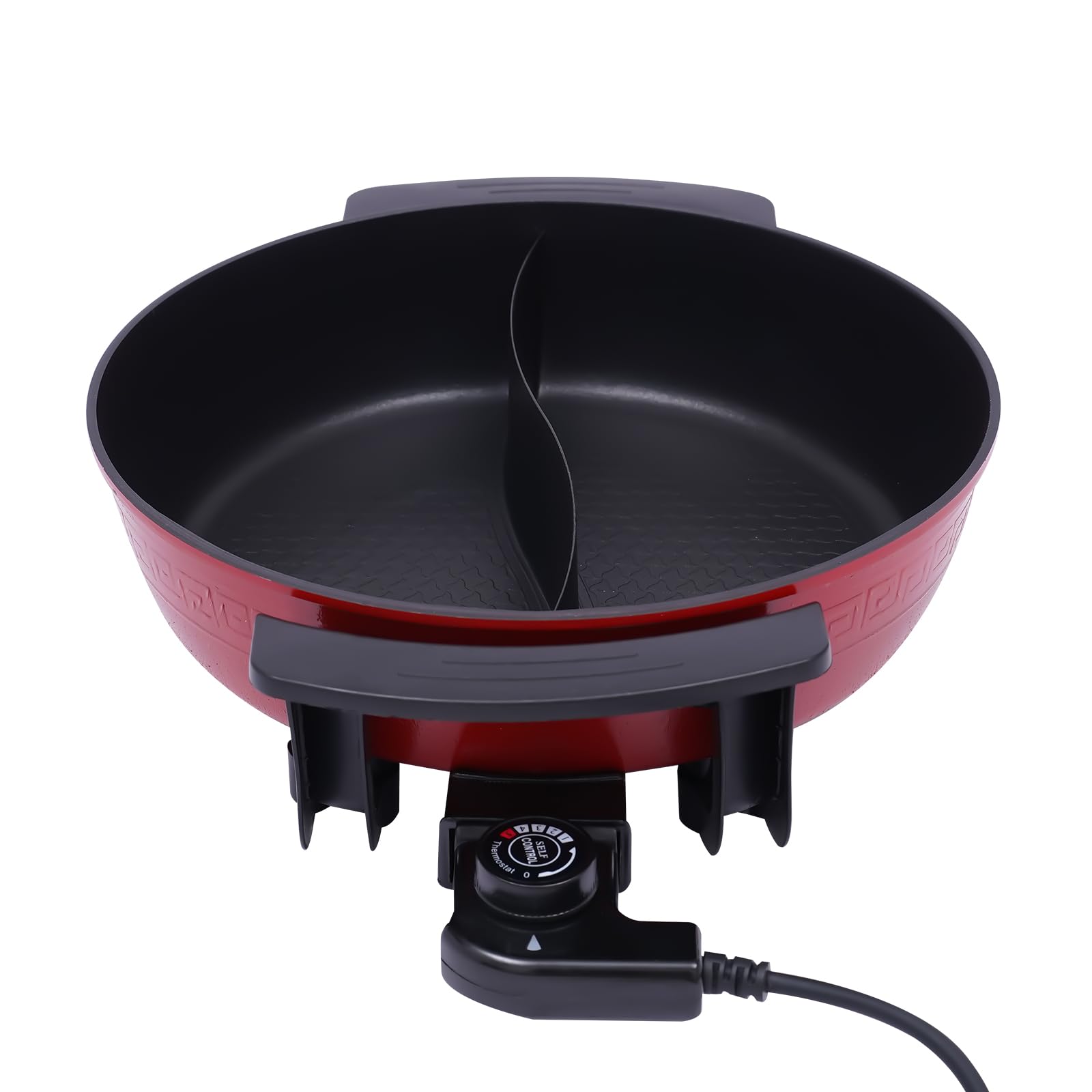 1300W 6L Twin Hot Pot Pot Pot avec couvercle Hotpot électrique 2 Pièces Cuisine Cuisine Outil de cuisine Rouge
