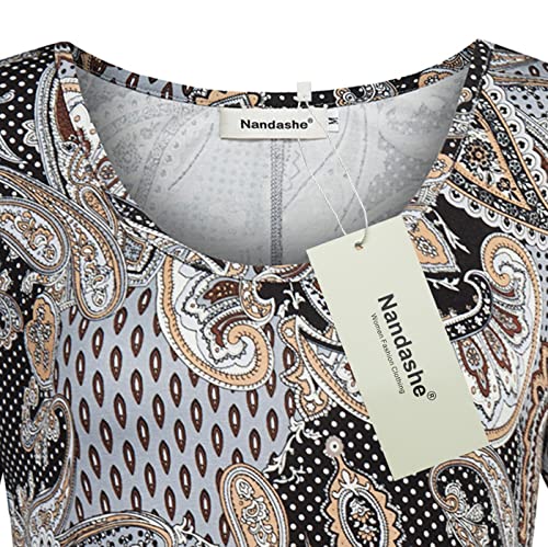 Image of Nandashe Womens 3 /4 Sleeves Floral Tunic Shirts Summer Casual Dressy Blouse Tops