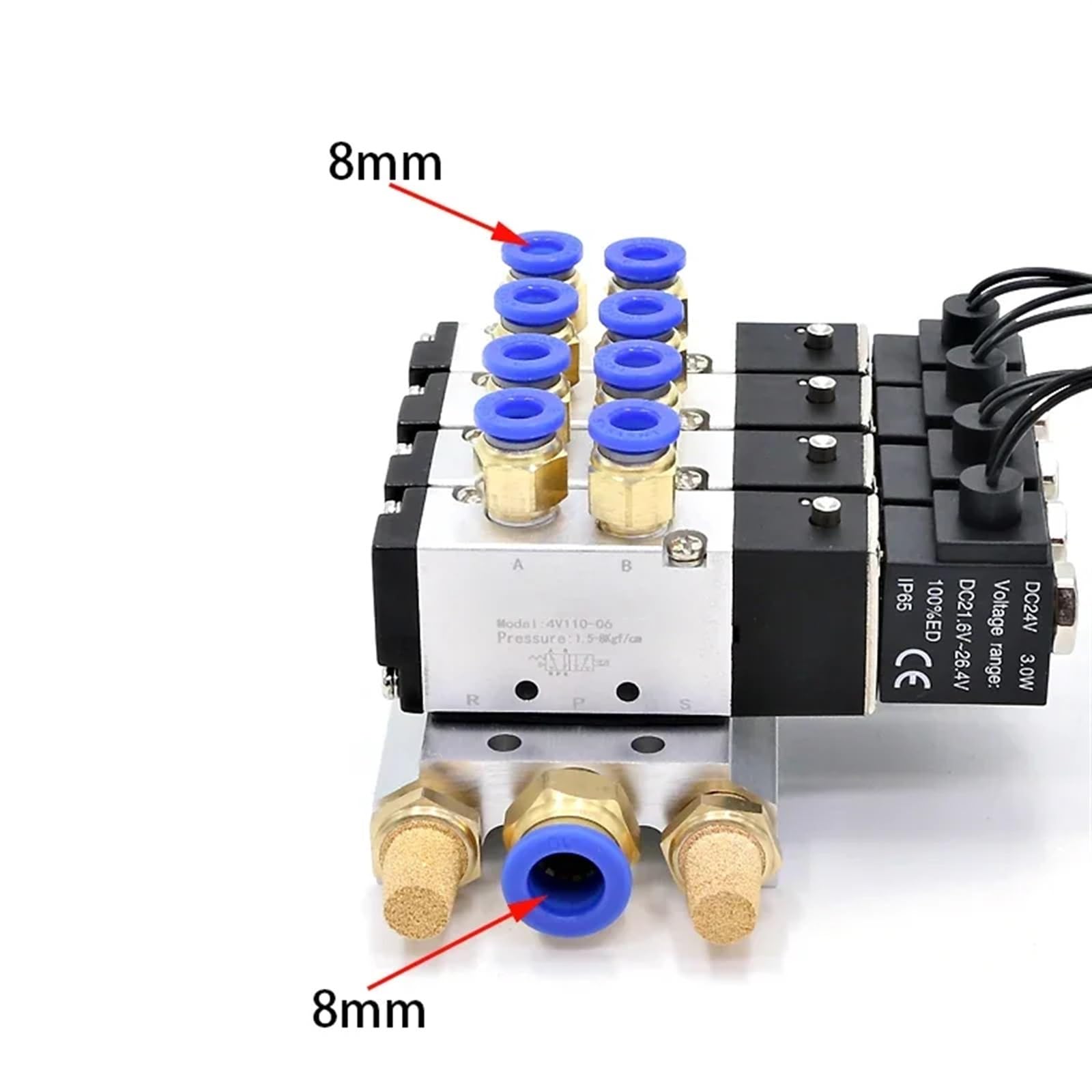 Zawór elektromagnetyczny Multi-Way Combination 4V110-06 Stacje kolektorowe DC 12 V 24 V AC220 V z okuciami 5-portowe 2-pozycyjne zawory elektromagnetyczne (DC 12 V, 6 rzędów 8 mm)