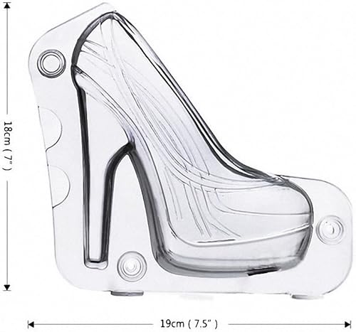Miniatura 3 de Comkit - Molde para zapatos de tacón alto de plástico 3D para fondant chocolate, azúcar, boda, cumpleaños, decoración de tartas, 7.5 x 7.1 x 2.4in,
