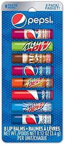 Taste Beauty Pepsi 8 Pack Lip Balm (Pepsi Cherry Vanilla, Mountain Dew, Mug, Pepsi Wild Cherry, Classic Pepsi, Mountain Dew White and Live Wire, Diet Pepsi)
