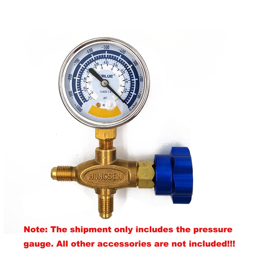 60mm Double échelle Vacuomètre Manomètre Instrument précis de mesure de l'air pour pompe à vide pour la mesure de Air, eau, pétrole Affichage à cadran 0-14psi Connecteur G1/8in（Manomètre uniquement）