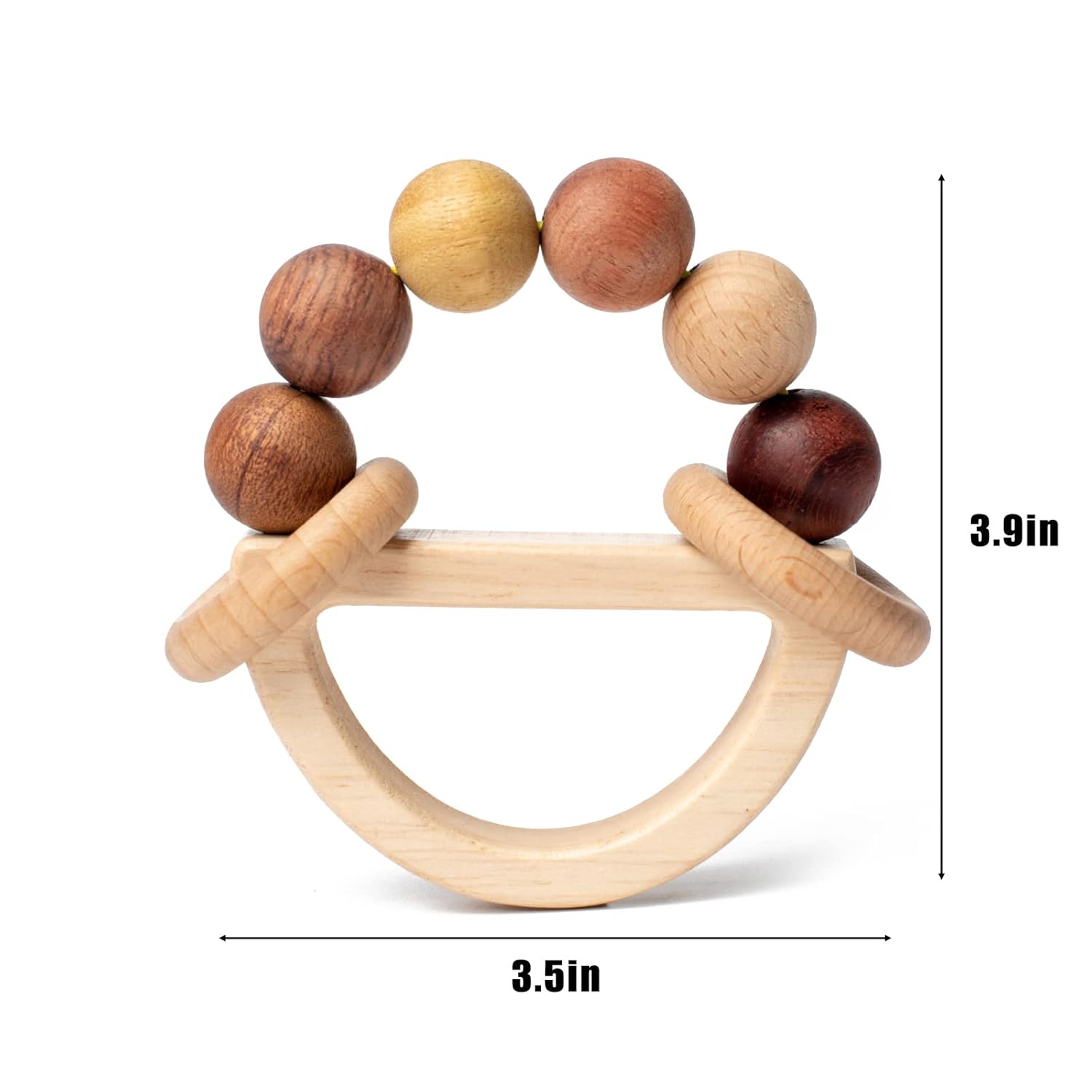 Baby Rattles 0-6 Months Wooden Toys for Babies 6-12 Months Montessori Wood Color Baby Rings for Newborn 0 3 6 12 Month Toddler Toys image 3
