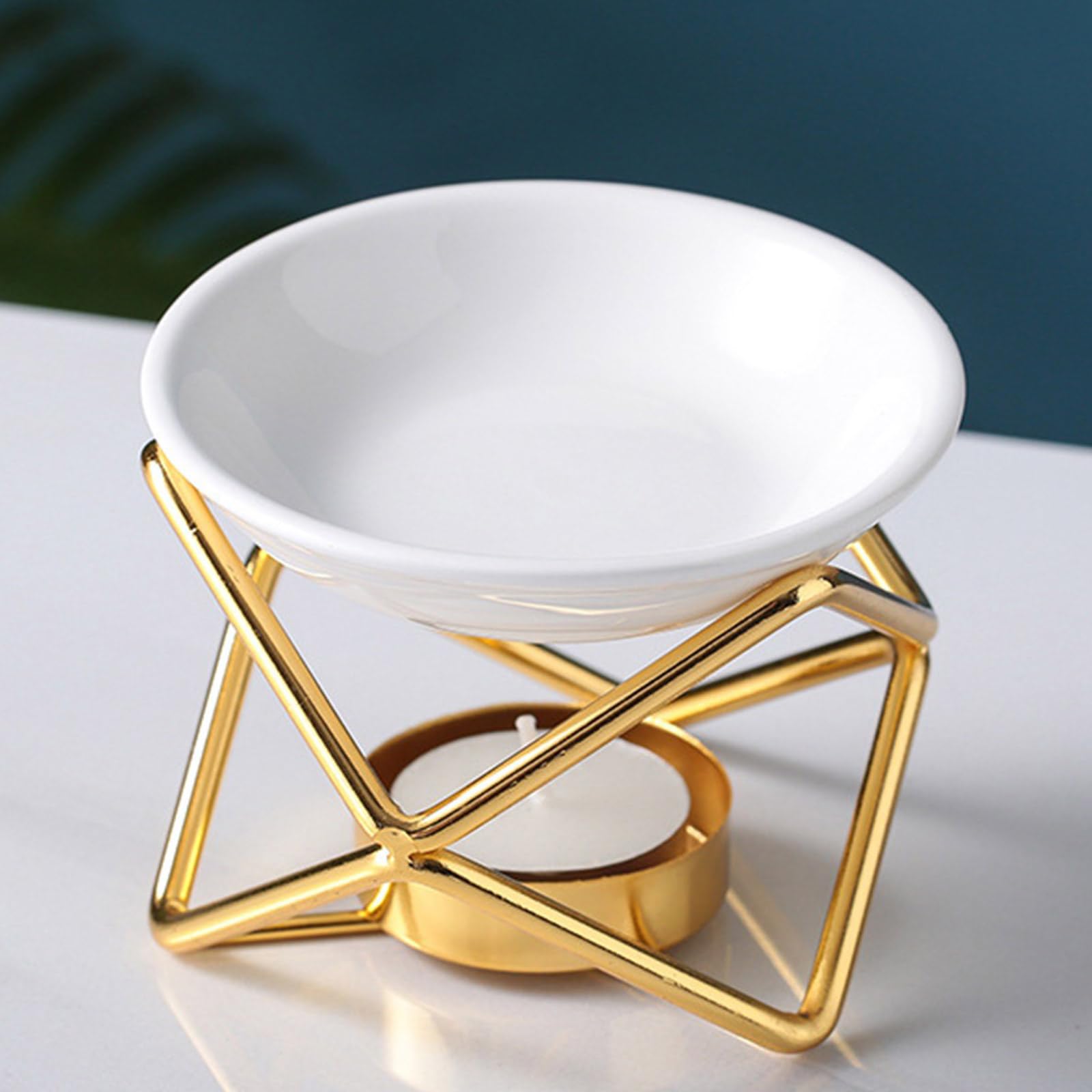 kominek do aromaterapii, Pusty metalowy świecznik na podgrzewacze, ceramika, aromaterapia, dyfuzor, dekoracja do domu i biura, stojak(Gold)