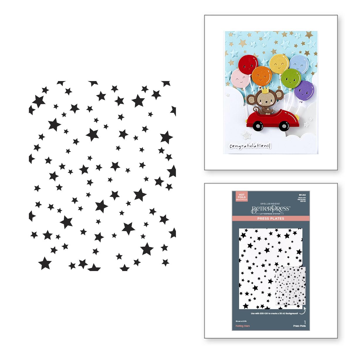 Spellbinders Falling Stars BetterPress Plate from The Little Smiles Collection