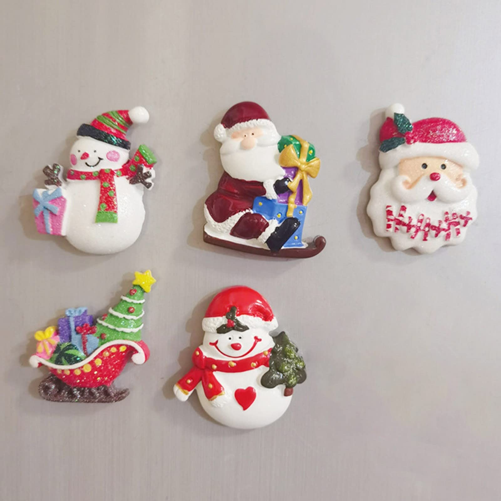 Lot De 8 Aimants De Réfrigérateur En Bois Pour Réfrigérateur, Père Noël, Bonhomme De Neige, Renne, Décoration De Porte En Métal