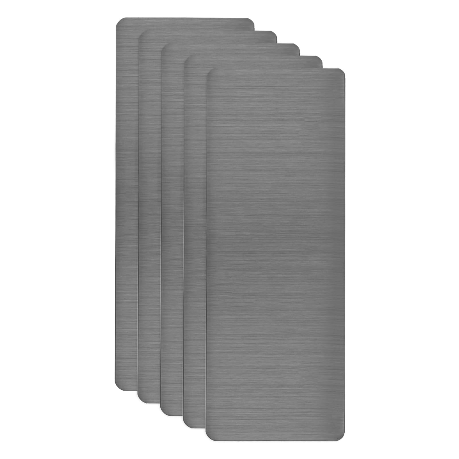 sourcing map 5pcs Metal Business Card Blanks, 80mm x 30mm x 0.4mm Stainless Steel Engraved Metal Business Visiting Name Cards for House Office DIY Gift Invitation(Black, Brushed)