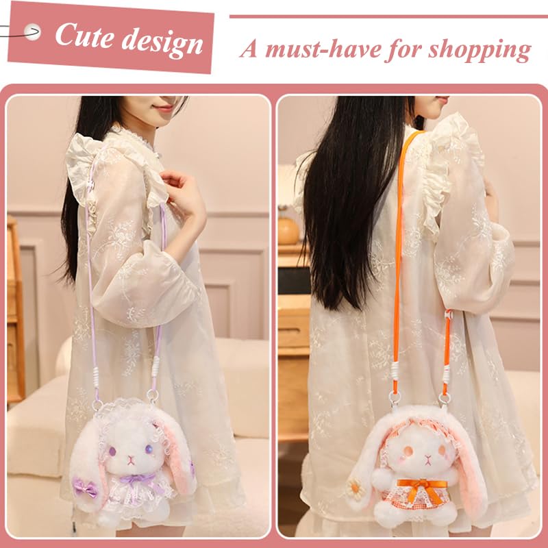 Image of Women Animal Teddy Bear Plush Backpack with Adjustable Straps (Kawaii Bunny Pink)