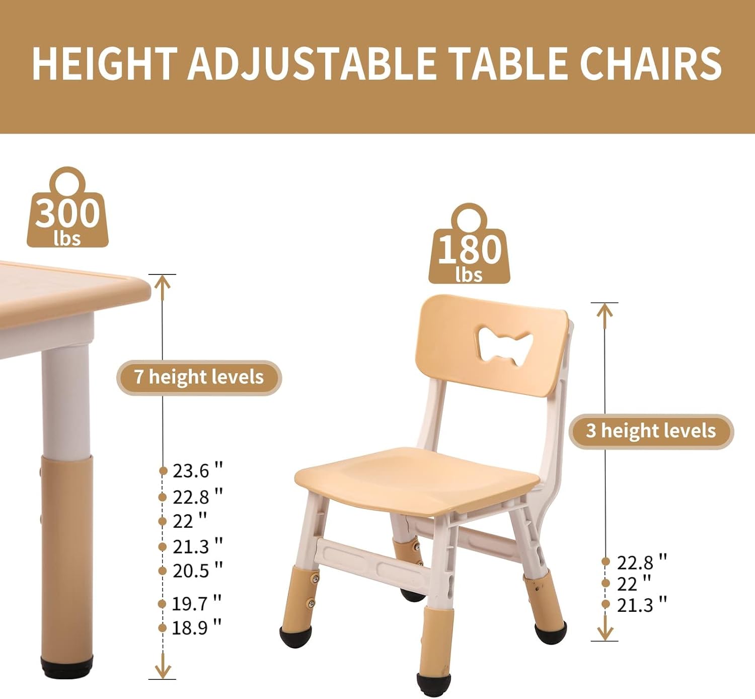 Kids Table and Chairs Set, Height Adjustable Desk With 6 Seats for Ages 3-12,Arts & Crafts Table,Graffiti Desktop, Non-Slip Legs, Max 300lbs, Children Multi-Activity Table for Classrooms,Daycares,Home