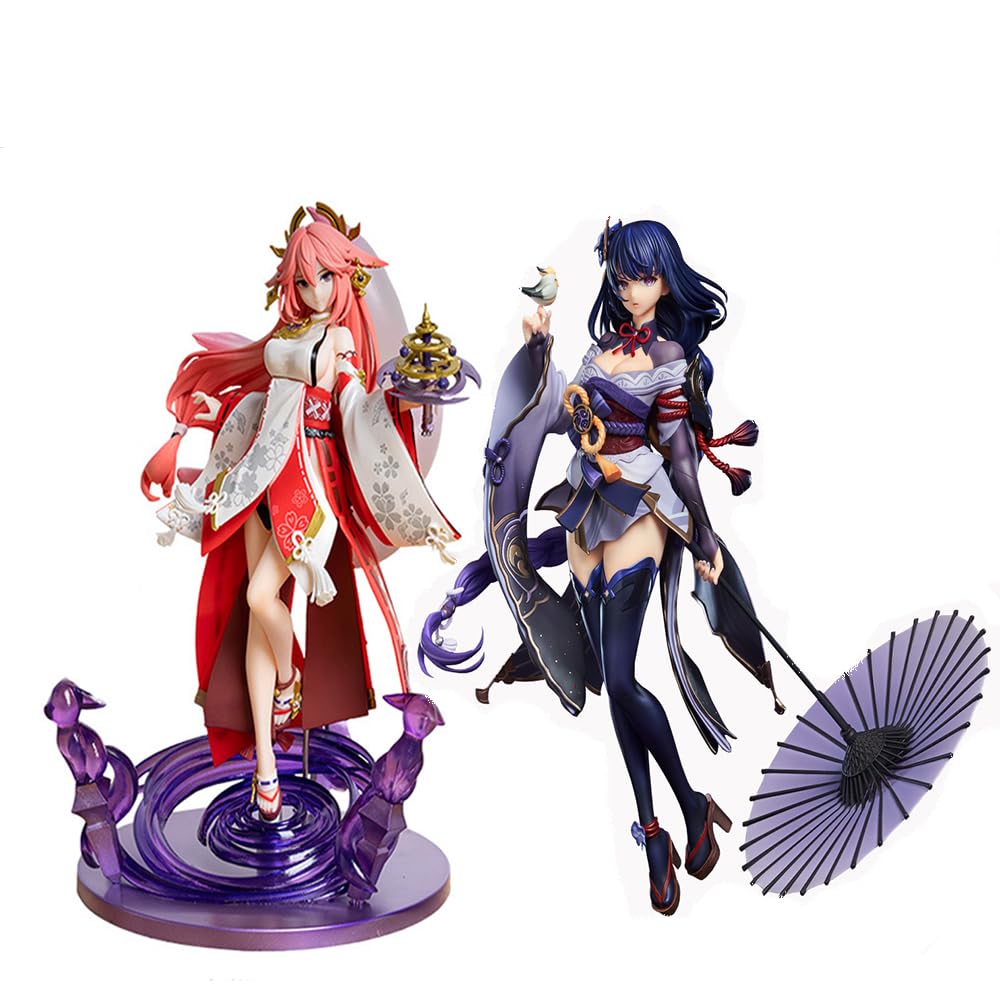 2pcs Raiden Egg and Yae Miko Anime Game Figure Statue Model Action Figures Collectibles Home Decoration Gifts 23cm - 24+23CM - Type3