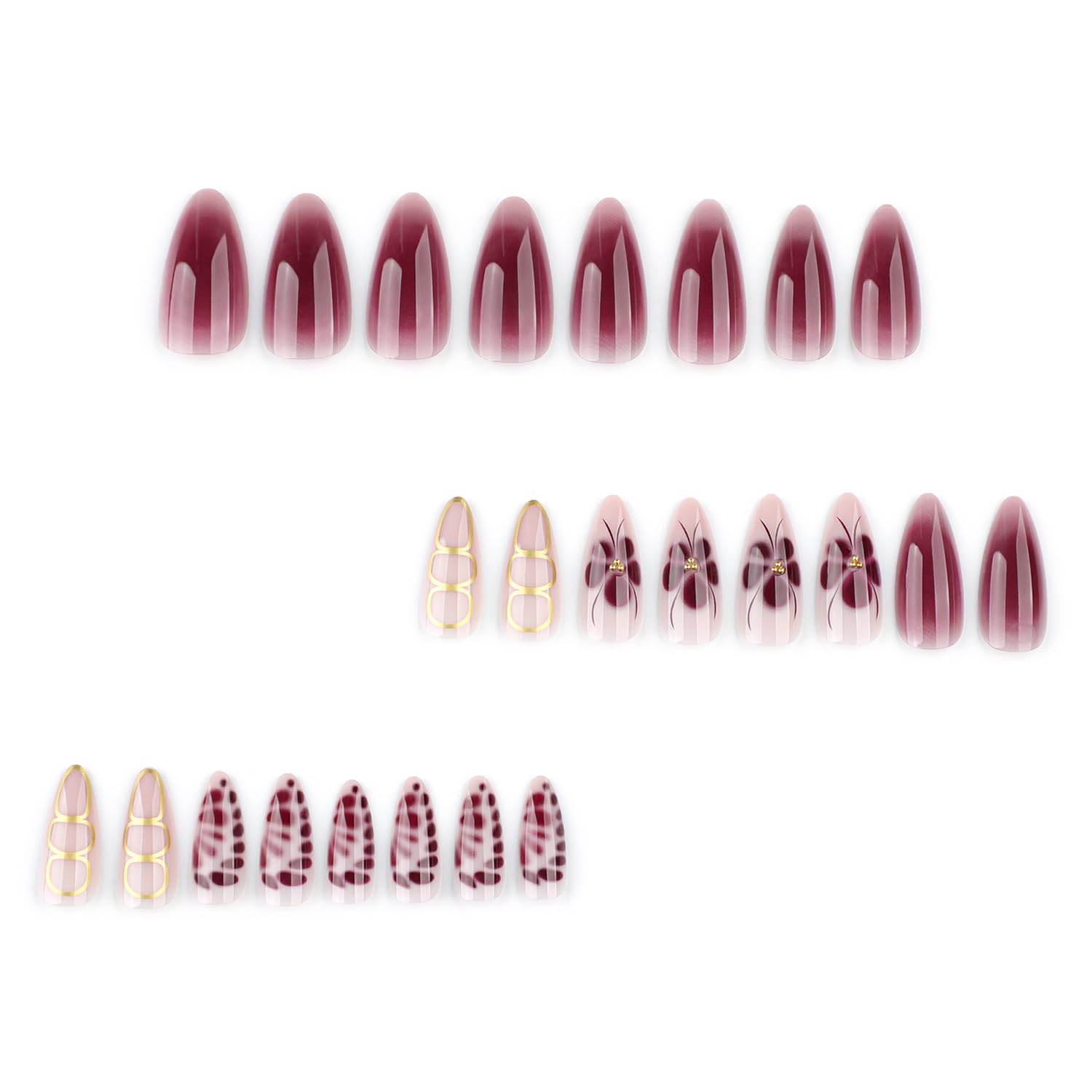 Almond Shape Press on Nails Short Purple Cat-Eye French Fake Nails with Flash Wave Designs Acrylic French Nail Tip Glossy False Nails with Jelly Glue Reusable Glue on Stick on Nails for Women 24PCS: almond nails design2