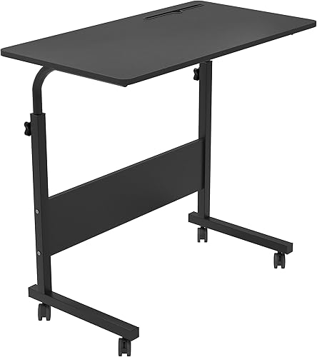 Miniatura 8 de sogesfurniture Mesa auxiliar móvil de 31.4 pulgadas con ranura para tableta y ruedas, escritorio para computadora portátil, ajustable, soporte para