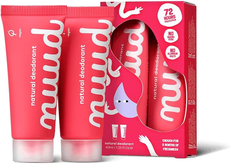 Nuud Desodorante em creme sem perfume, alumínio ou álcool, Pacote com 2 tubos de 20 mL