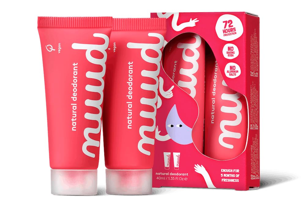 nuud Smarter Pack | Nouvelle crème | 2 x 20 ml | Naturel, déodorant crème végétalienne, efficace pendant 3 jours, sans parfum, aluminium et alcool, femmes et hommes, dure 4 à 5 mois