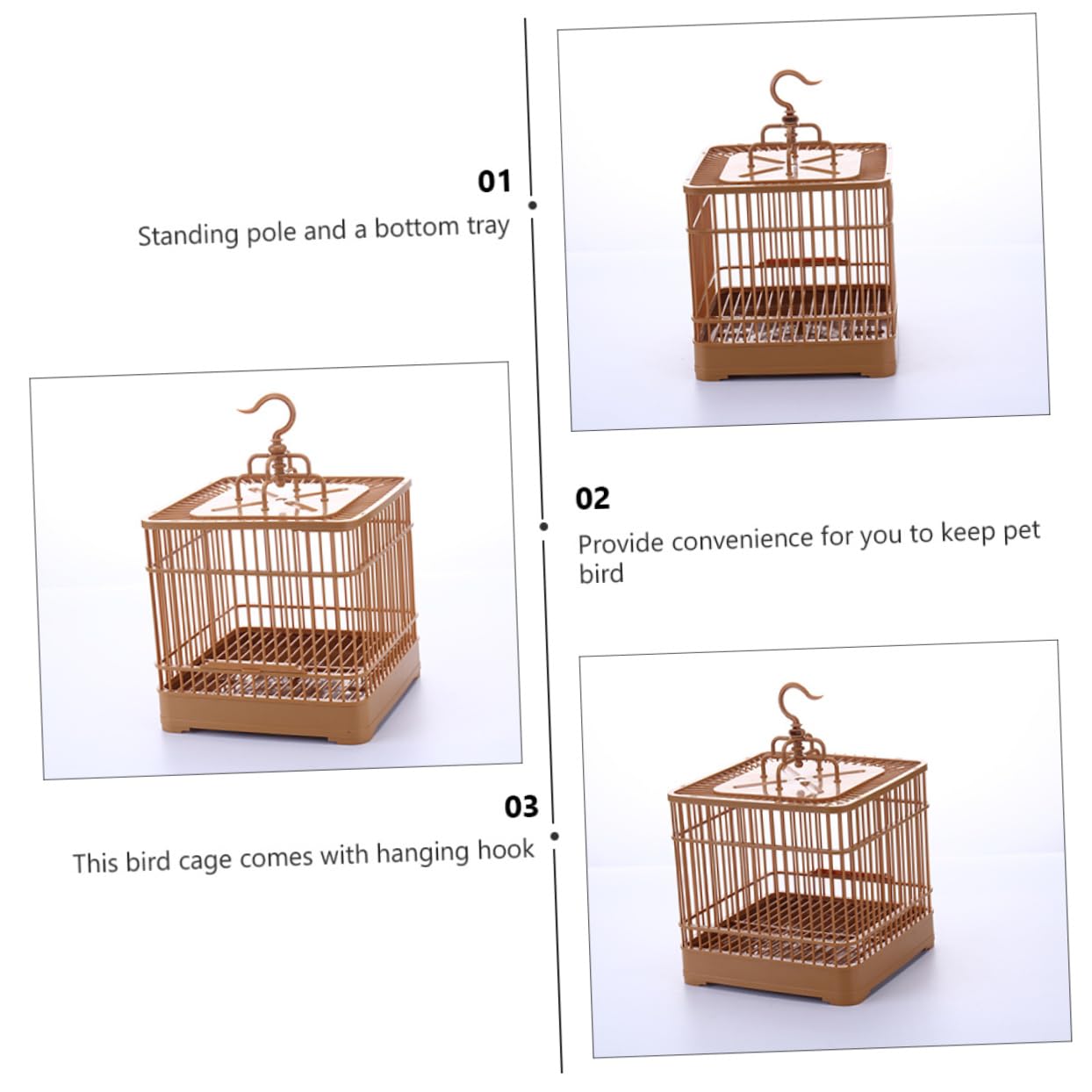 Cage Per Uccelli in Plastica Con Gancio Per Appendere E Base Rimovibile Palo Di Appoggio Per Giocare Adatto Per Pappagalli E Calopsitte Facile Da Pulire E Trasportare
