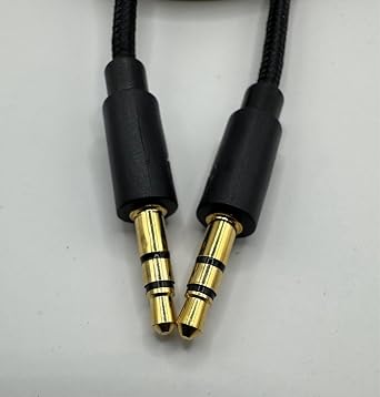 Braided AUX Cable, 1.2m, 3.5mm Male-to-Male Audio Lead, Gold-Plated Connectors, Heavy-Duty – Tangle-Free Braided Audio Jack Lead Black