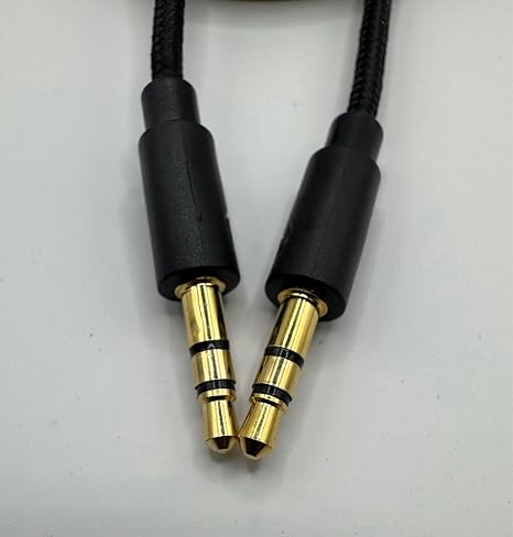 Braided AUX Cable, 1.2m, 3.5mm Male-to-Male Audio Lead, Gold-Plated Connectors, Heavy-Duty – Tangle-Free Braided Audio Jack Lead Black